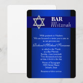 Blauwe zilveren bar mitzvah viering #4 kaart (Voorkant / Achterkant)