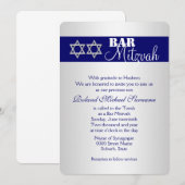 Blauwe zilveren bar mitzvah viering #5 kaart (Voorkant / Achterkant)