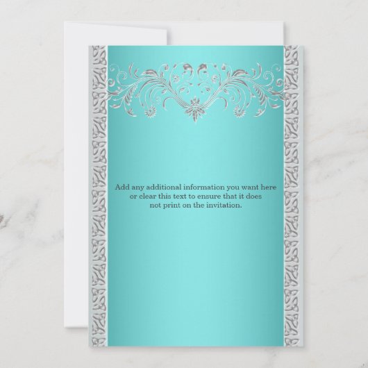 Blauwe zilveren bruiloft kaart (Achterkant)