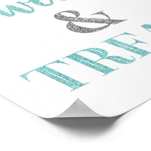 Blauwe zilveren Confetti zoet en behandelde desser Poster (Hoek)