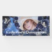 Blauwe zilveren fotograaf spandoek (Horizontaal)