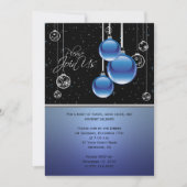 Blauwe zilveren kerstsieraden op de Zwarte Partij Kaart (Voorkant)