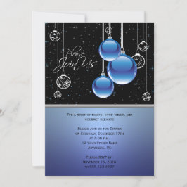 Blauwe zilveren kerstsieraden op de Zwarte Partij Kaart
