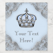 Blauwe Zilveren Kroon Wijnfles Etiketten (Enkel label)