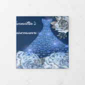 Blauwe zilveren roos vrouwen Foto's Drieluik Uitnodiging (Cover)