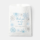 Blauwe zilveren sneeuwvlokken Hartelijk dank voor  Bedankzakje (Voorkant)