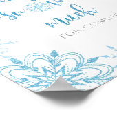 Blauwe zilveren sneeuwvlokken Hartelijk dank voor  Poster (Hoek)