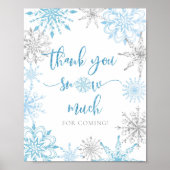 Blauwe zilveren sneeuwvlokken Hartelijk dank voor  Poster (Voorkant)