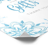 Blauwe zilveren sneeuwvlokken, Kaarten en geschenk Poster (Hoek)