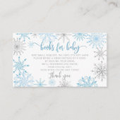 Blauwe zilveren sneeuwvlokken voor baby-kaartje informatiekaartje (Voorkant)