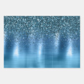 Blauwe zilveren Sparkle Glitter Inpakpapier Vel (Voorkant 3)