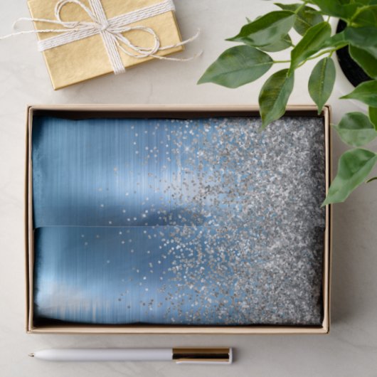 Blauwe zilveren Sparkle Glitter Tissuepapier (Geschenk)