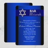 Blauwe zilveren staaf mitzvah blauwe achtergrond kaart (Voorkant / Achterkant)
