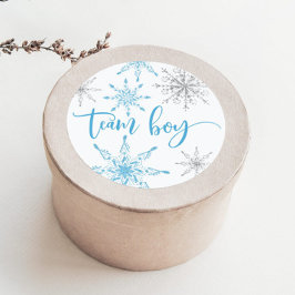 Blauwe zilveren teamjongen klassieke ronde sticker