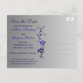 Blauwe, zilveren vlinders Sla het Date Briefkaart  (Achterkant)