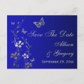 Blauwe, zilveren vlinders Sla het Date Briefkaart  (Voorkant)