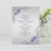  Blauwe Zilveren Zwemelen op Zilver Sweet 16 Kaart (Staand voorkant)