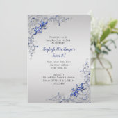 Blauwe Zilveren Zwemelen op Zilver Sweet 16 Kaart (Staand voorkant)