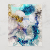 Blauwe zilverglitter waterverf flyer (Achterkant)