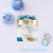 Blauwe zilverglitter waterverf flyer (Enkel)