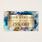 Blauwe zilverglitter waterverf Referentiekaart Visitekaartje (Voorkant)