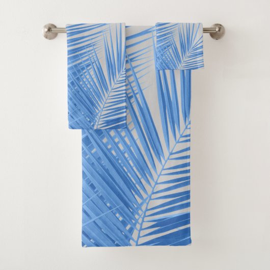 Blauwe zilvergrijze palm laat dromen #1 bad handdoek (Insitu)