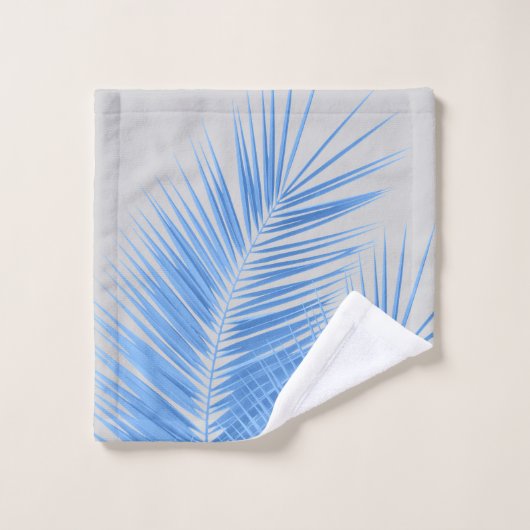 Blauwe zilvergrijze palm laat dromen #1 bad handdoek (Wasdoekje)