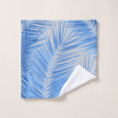 Blauwe zilvergrijze palm laat dromen #1a bad handdoek (Wasdoekje)