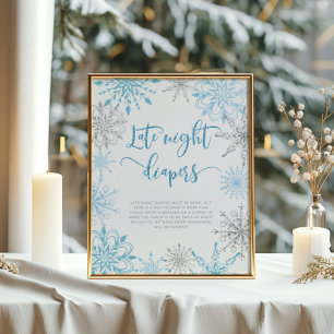 Blauwe zilversneeuwvlokken Late nachtduikers Poste Poster
