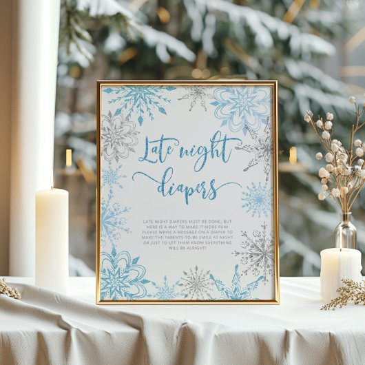 Blauwe zilversneeuwvlokken Late nachtduikers Poste Poster