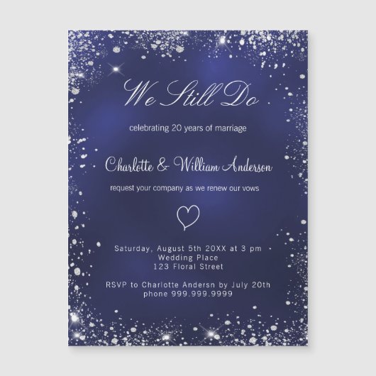 Blauwe zilvervogel verlenging huwelijksuitnodiging (Voorkant)