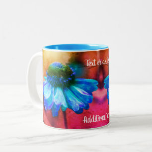Blauwe Zinnia-gepersonaliseerde kunst Tweekleurige Koffiemok