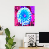  Blauwe Zinnia in de Paarse zomertuin Poster (Thuiskantoor)