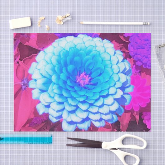  Blauwe Zinnia in de Paarse zomertuin Tissuepapier (Craft)