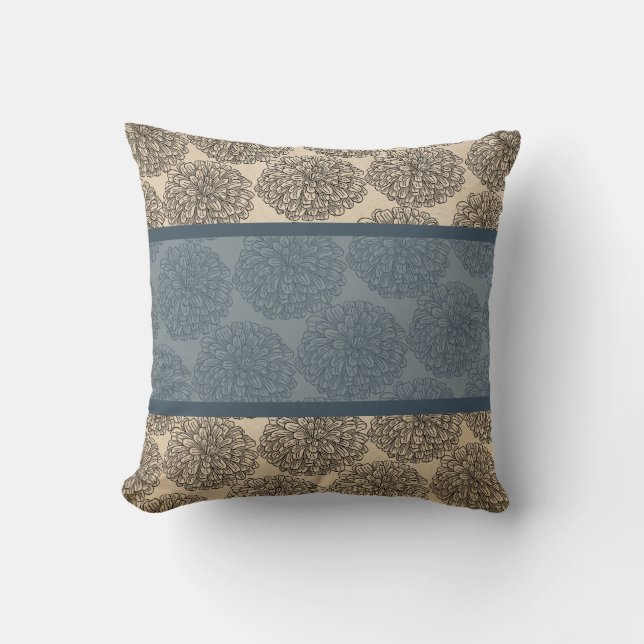 Blauwe  Zinnia Pillow Kussen (Voorkant)