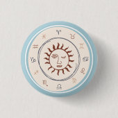 Blauwe Zodiacale Tekens Astrologische Zon Ronde Button 3,2 Cm (Voorkant)