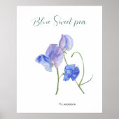 Blauwe zoete bloemen botanische waterverf poster (Voorkant)