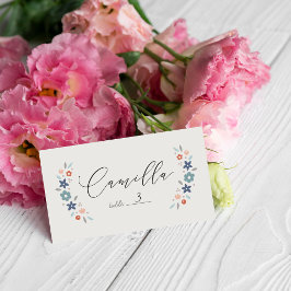 Blauwe Zoete Bloemige Baby Shower Gevouwen Plaatsk Plaatskaartje
