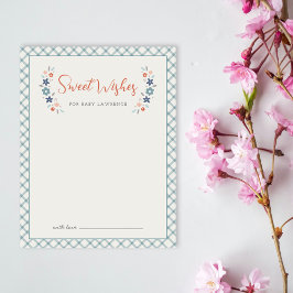 Blauwe Zoete Bloemige Wensen Voor Baby Shower Kaar Notitiekaartje