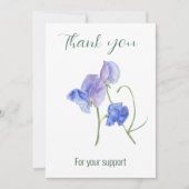 Blauwe zoete erwtenbloemen Bedankt voor uw steun (Voorkant)