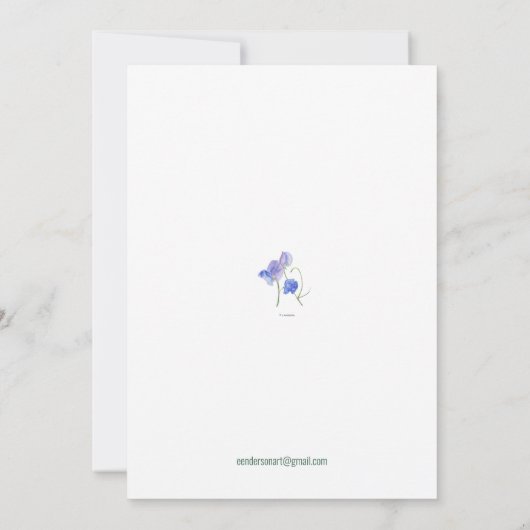 Blauwe zoete erwtenbloemen Bedankt voor uw steun (Achterkant)