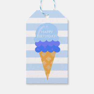 Blauwe zoete ijsfeestdag cadeaulabel