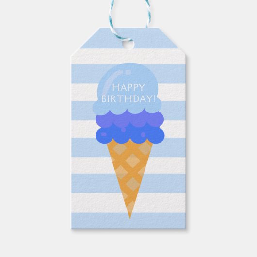 Blauwe zoete ijsfeestdag cadeaulabel (Voorkant)