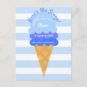Blauwe zoete ijsje op de eerste verjaardag briefkaart (Voorkant)