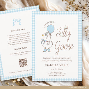 Blauwe Zoete Kleine Dwaze Gans Baby Shower Kaart