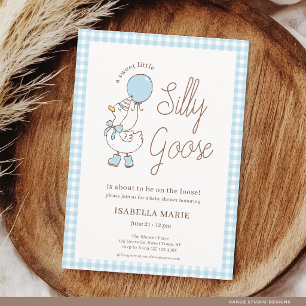 Blauwe Zoete Kleine Dwaze Gans Jongens Baby Shower Kaart