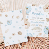 Blauwe Zoete Kleine Pompoen Herfst Baby Shower Kaart