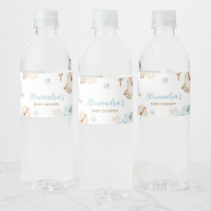 Blauwe Zoete Kleine Pompoen Herfst Baby Shower Waterfles Etiket