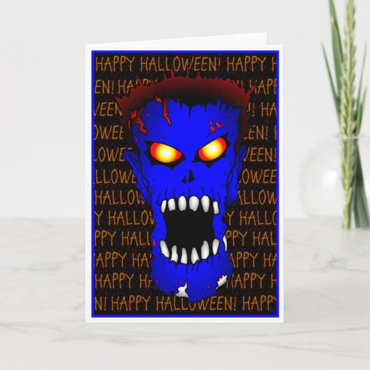 Blauwe ZOMBIE Halloween kaarten (Voorkant)