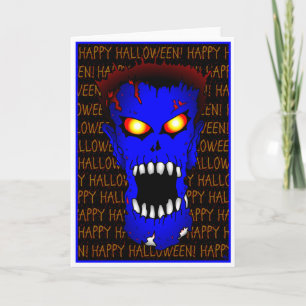 Blauwe ZOMBIE Halloween kaarten